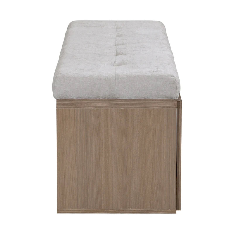 49 Entryway Shoe Storage Bench with Double Doors & Padded Cushion,Space-Saving Ottoman