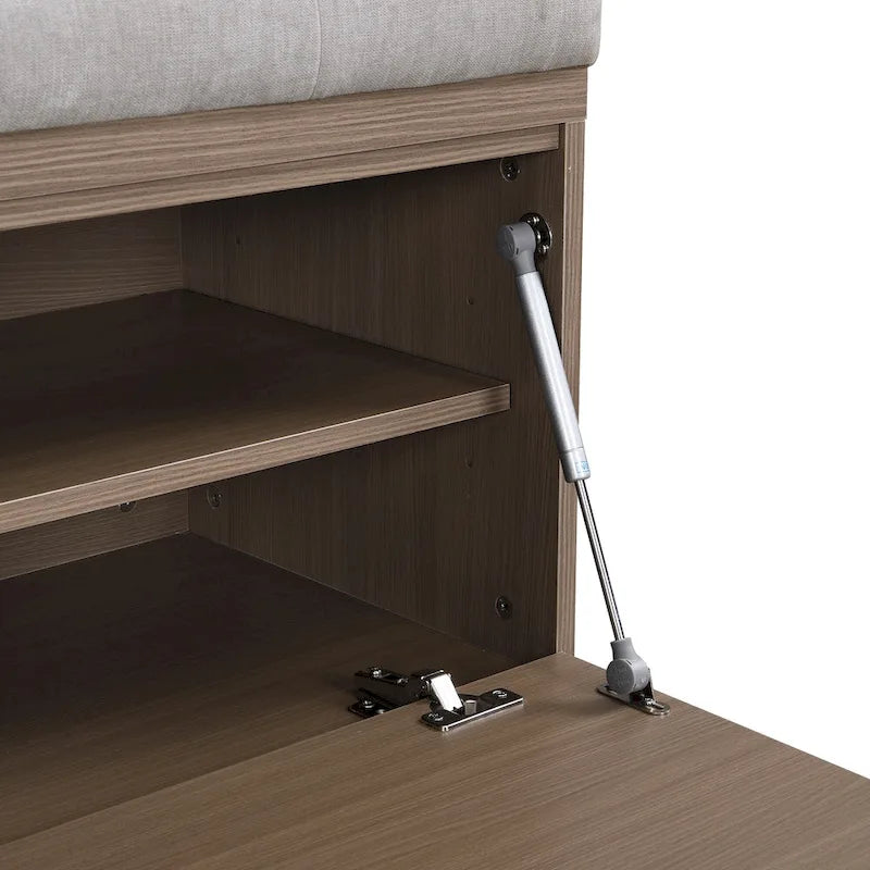 49 Entryway Shoe Storage Bench with Double Doors & Padded Cushion,Space-Saving Ottoman