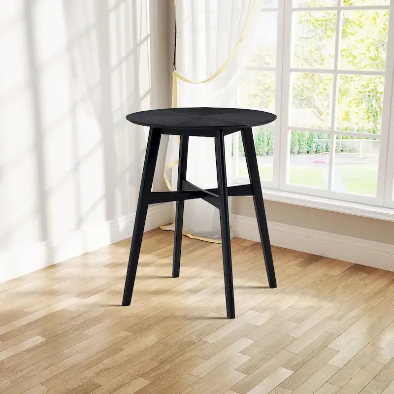 Modern 3-Piece Dining Set with Round Wood Table and 2 Solid Wood Upholstered Bar Stools for Dining Room Bar and Living Room