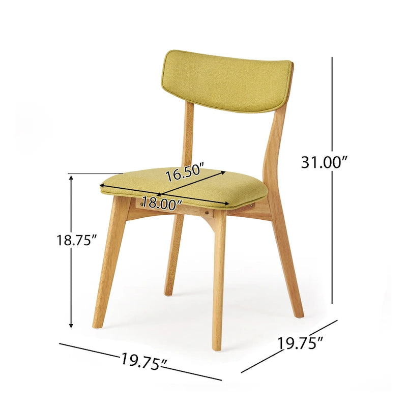 Chazz Mid-Century Modern Upholstered Rubberwood Dining Chairs (Set of 4) by Christopher Knight Home