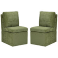 Stansberry Chenille Upholstered Armless Dining Chair with Under Seat Storage and Caster Wheels (Set of 2)