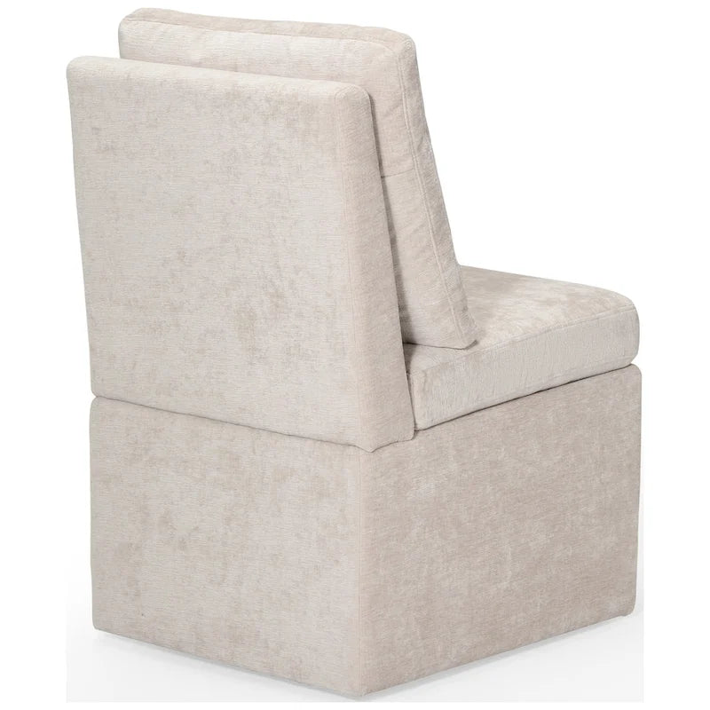 Stansberry Chenille Upholstered Armless Dining Chair with Under Seat Storage and Caster Wheels (Set of 2)