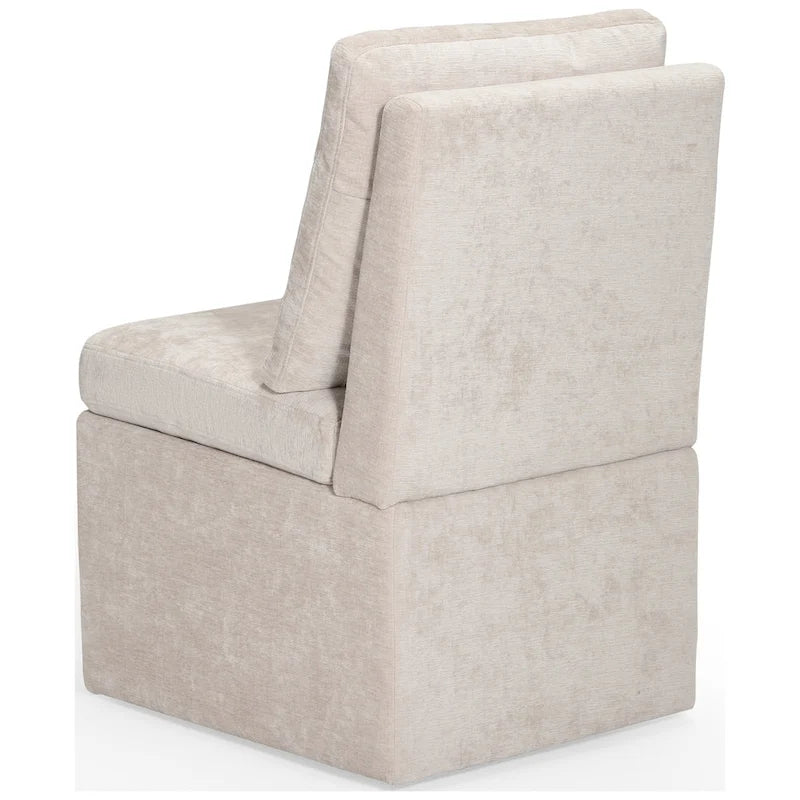 Stansberry Chenille Upholstered Armless Dining Chair with Under Seat Storage and Caster Wheels (Set of 2)