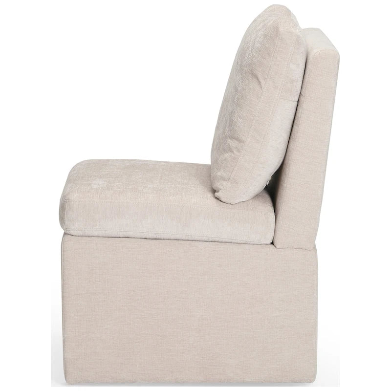 Stansberry Chenille Upholstered Armless Dining Chair with Under Seat Storage and Caster Wheels (Set of 2)