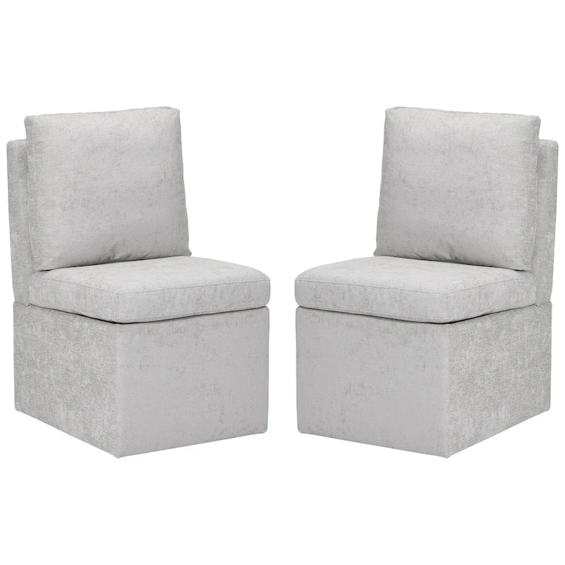 Stansberry Chenille Upholstered Armless Dining Chair with Under Seat Storage and Caster Wheels (Set of 2)