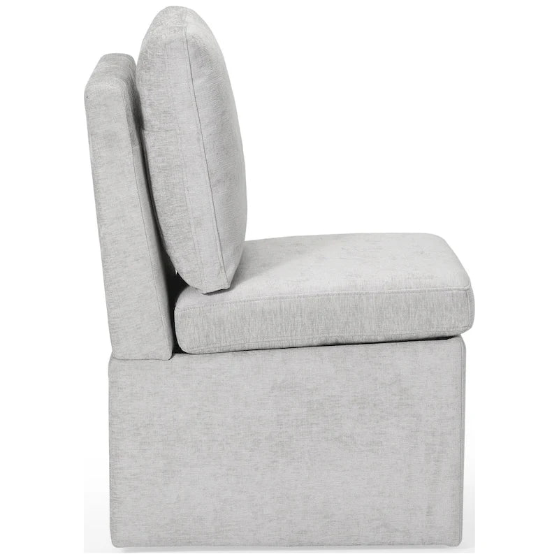 Stansberry Chenille Upholstered Armless Dining Chair with Under Seat Storage and Caster Wheels (Set of 2)