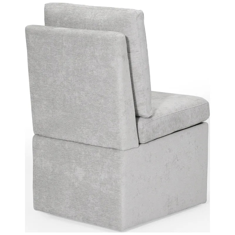 Stansberry Chenille Upholstered Armless Dining Chair with Under Seat Storage and Caster Wheels (Set of 2)