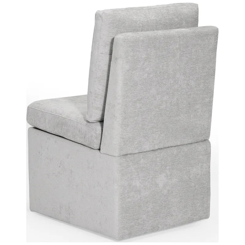 Stansberry Chenille Upholstered Armless Dining Chair with Under Seat Storage and Caster Wheels (Set of 2)