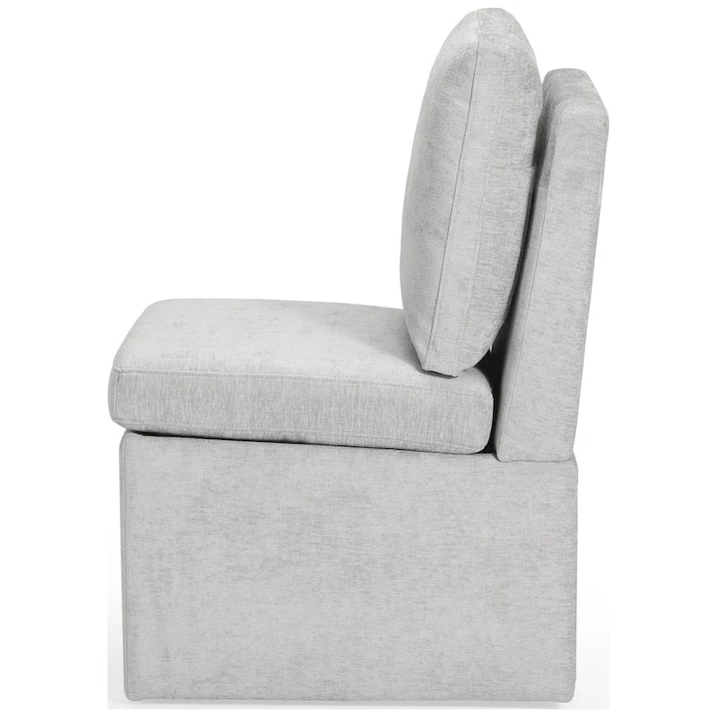 Stansberry Chenille Upholstered Armless Dining Chair with Under Seat Storage and Caster Wheels (Set of 2)