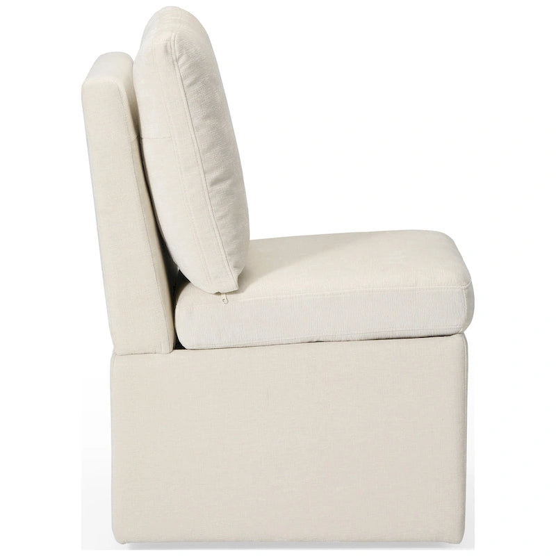 Stansberry Chenille Upholstered Armless Dining Chair with Under Seat Storage and Caster Wheels (Set of 2)