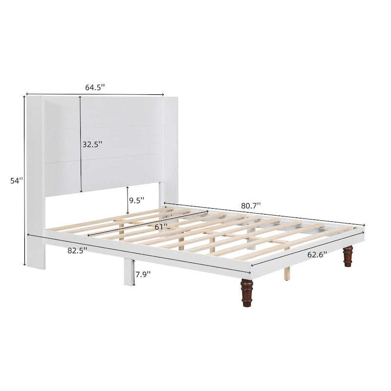 Queen Platform Bed with High Headboard & Comfortable Back