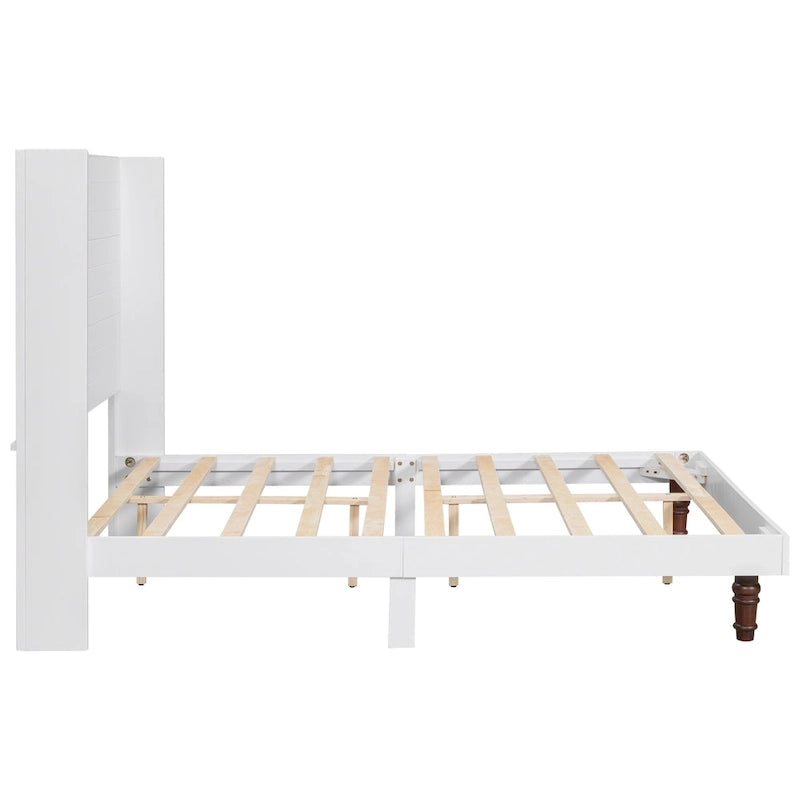 Queen Platform Bed with High Headboard & Comfortable Back