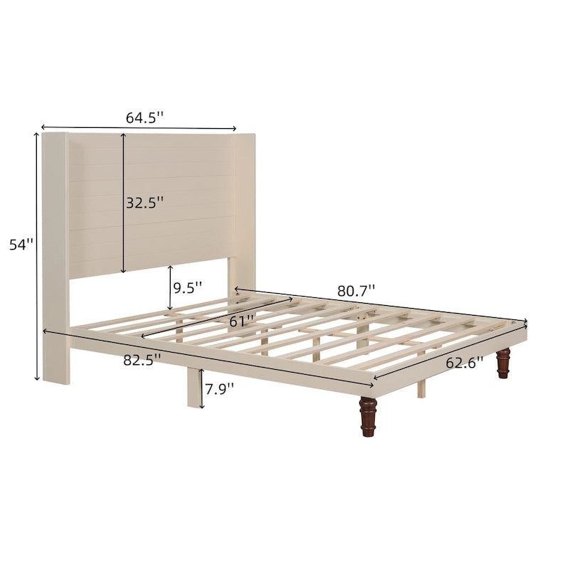 Queen Platform Bed with High Headboard & Comfortable Back