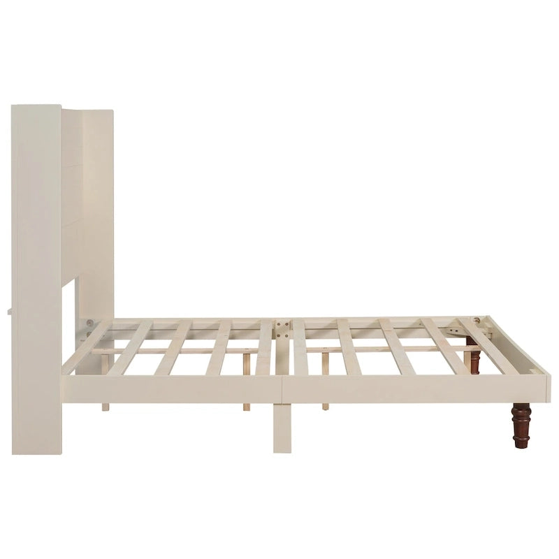 Queen Platform Bed with High Headboard & Comfortable Back