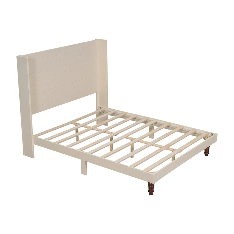 Queen Platform Bed with High Headboard & Comfortable Back