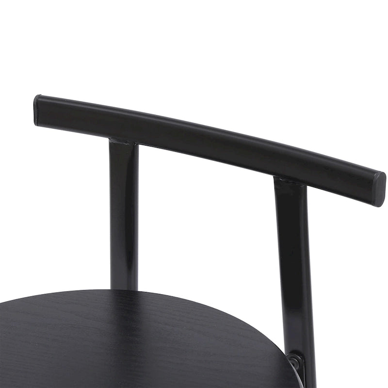 27H Barstool Set of 3 Wooden Round Bar Stools with Footrest, Easy Assembly, for Dining Room, Kitchen