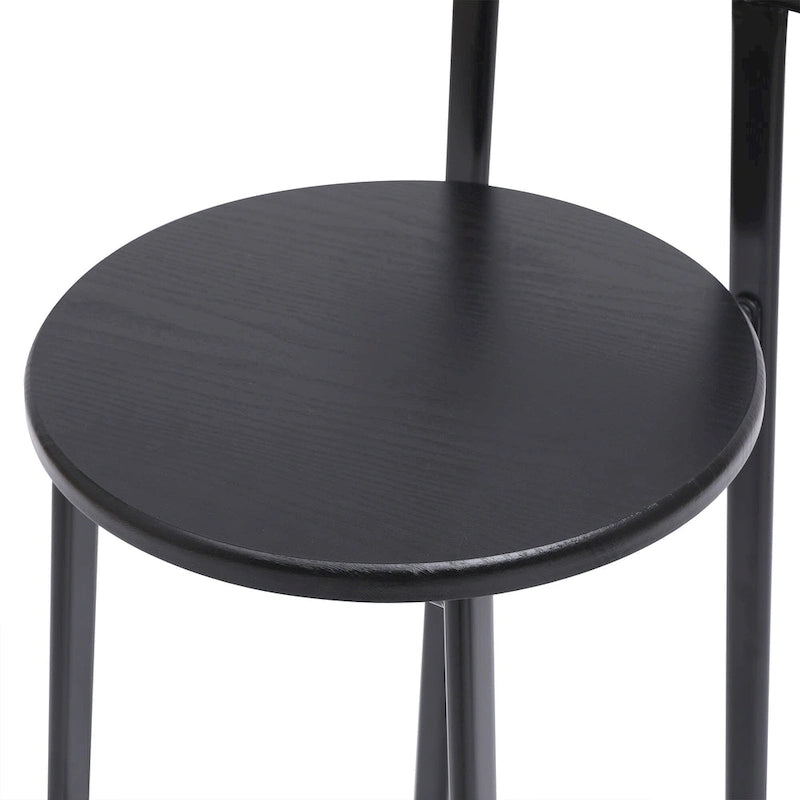 27H Barstool Set of 3 Wooden Round Bar Stools with Footrest, Easy Assembly, for Dining Room, Kitchen
