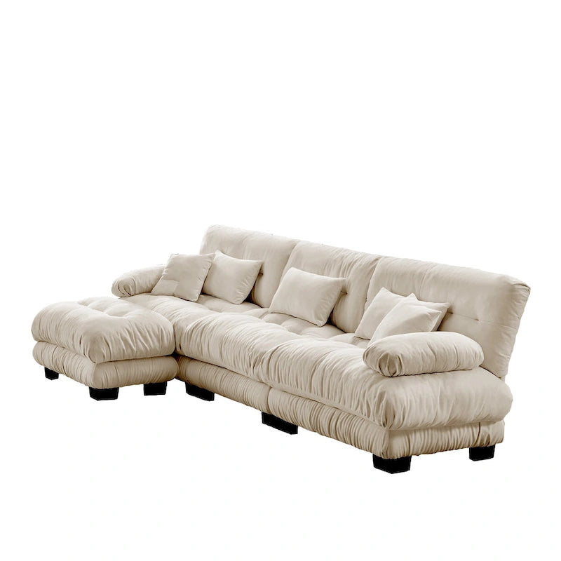 L-Shaped Indoor Sectional Sofa Cloud Couch with Ottoman