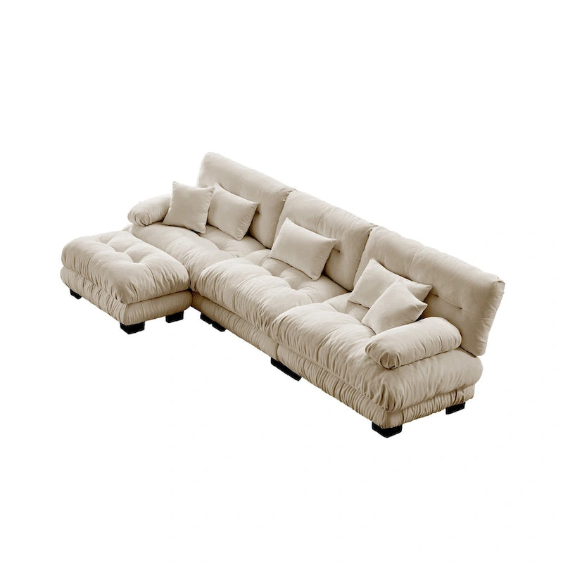 L-Shaped Indoor Sectional Sofa Cloud Couch with Ottoman