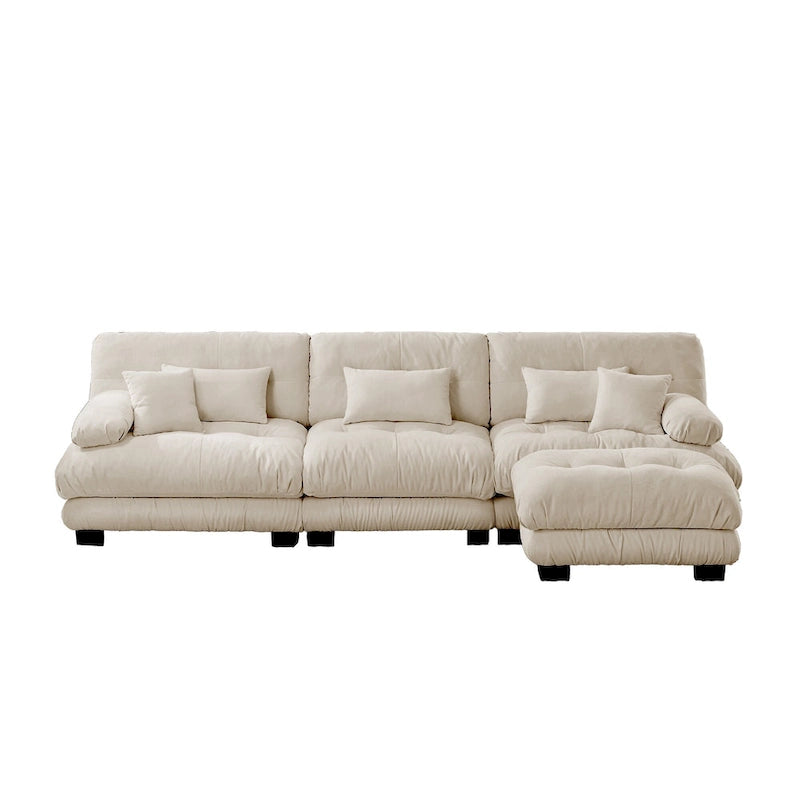 L-Shaped Indoor Sectional Sofa Cloud Couch with Ottoman