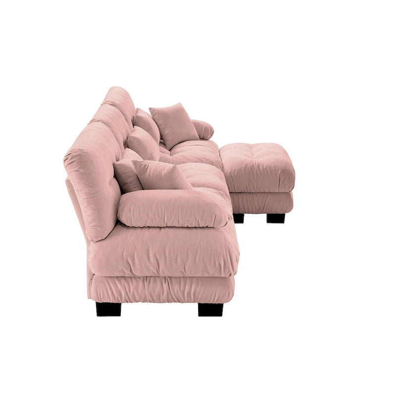 L-Shaped Indoor Sectional Sofa Cloud Couch with Ottoman
