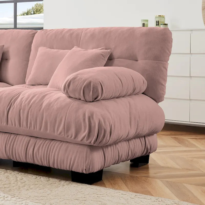 L-Shaped Indoor Sectional Sofa Cloud Couch with Ottoman