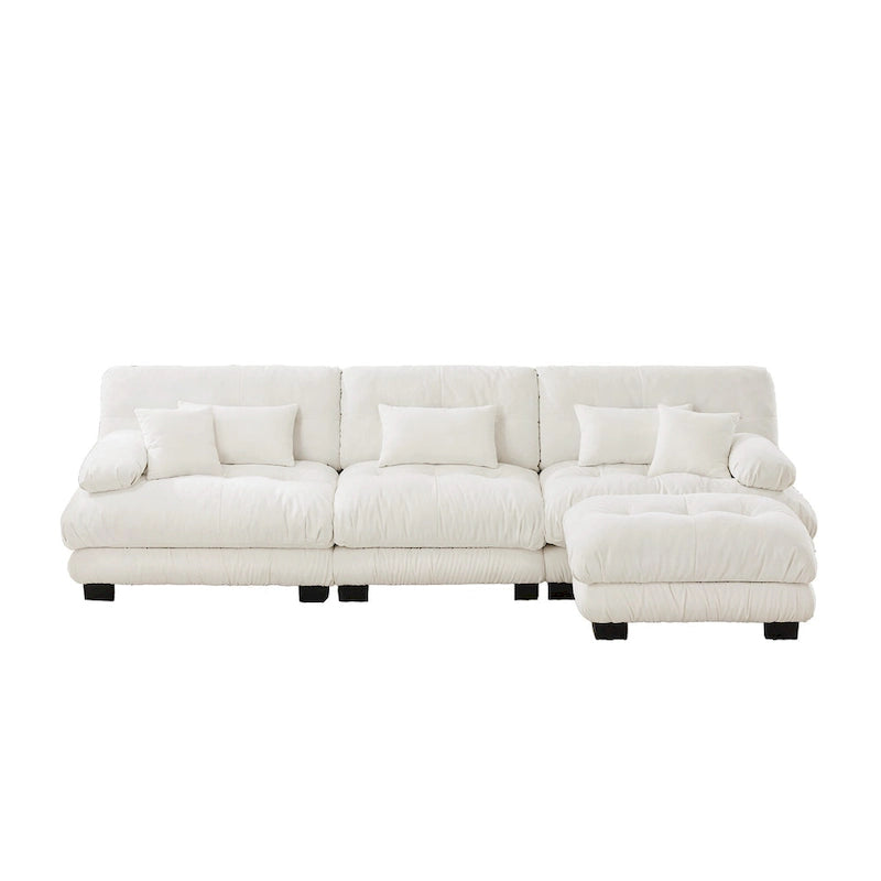L-Shaped Indoor Sectional Sofa Cloud Couch with Ottoman