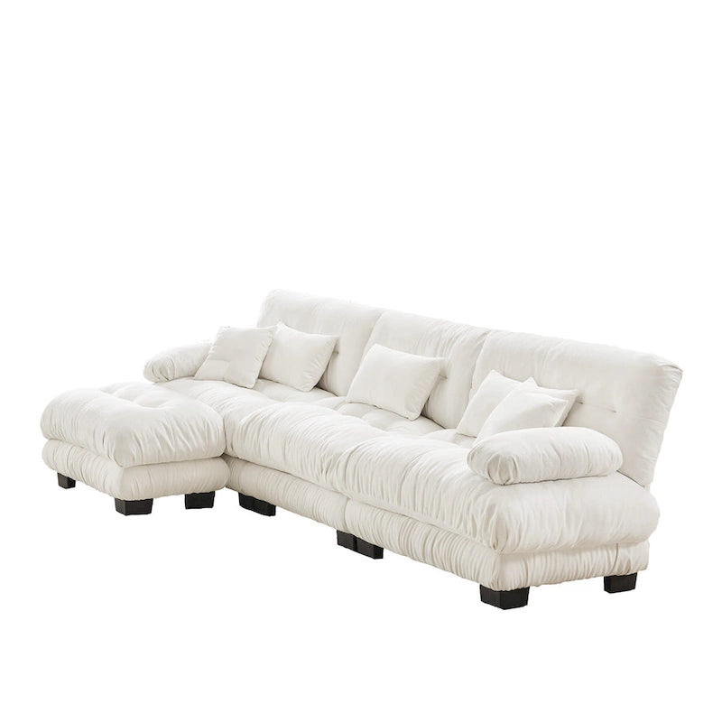 L-Shaped Indoor Sectional Sofa Cloud Couch with Ottoman