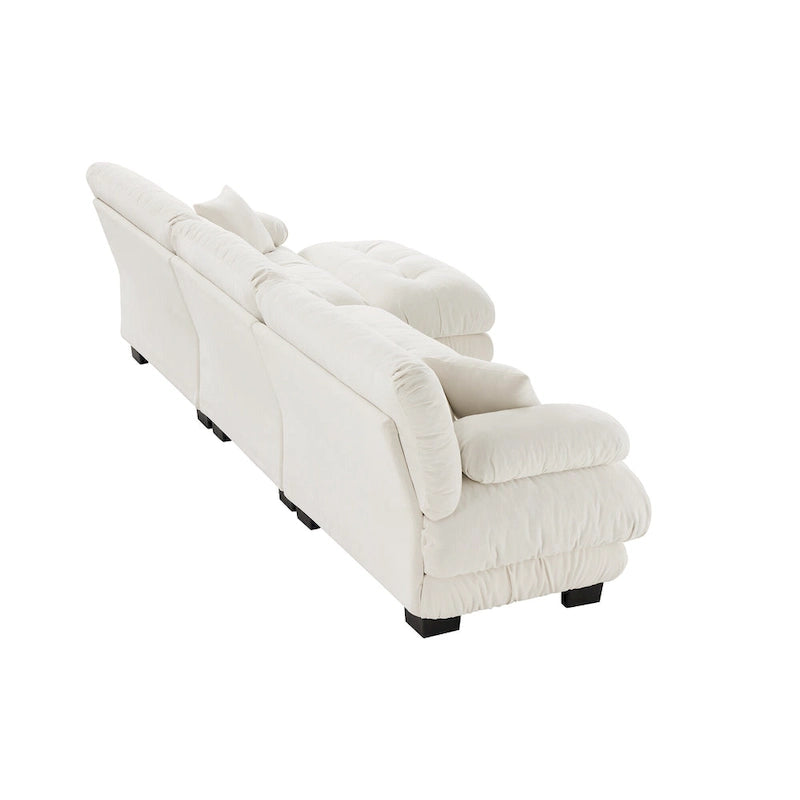 L-Shaped Indoor Sectional Sofa Cloud Couch with Ottoman