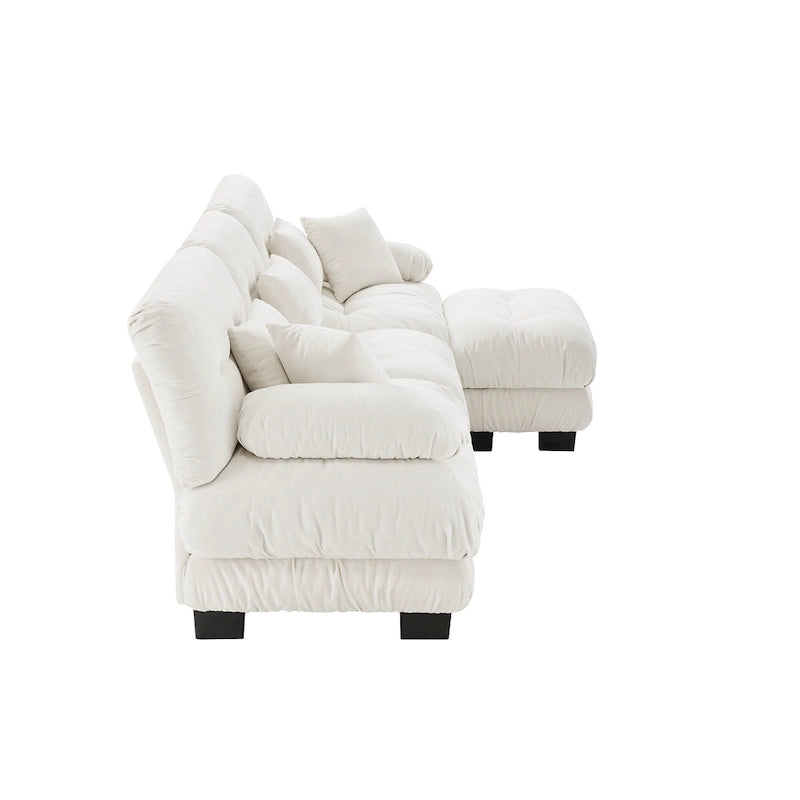 L-Shaped Indoor Sectional Sofa Cloud Couch with Ottoman