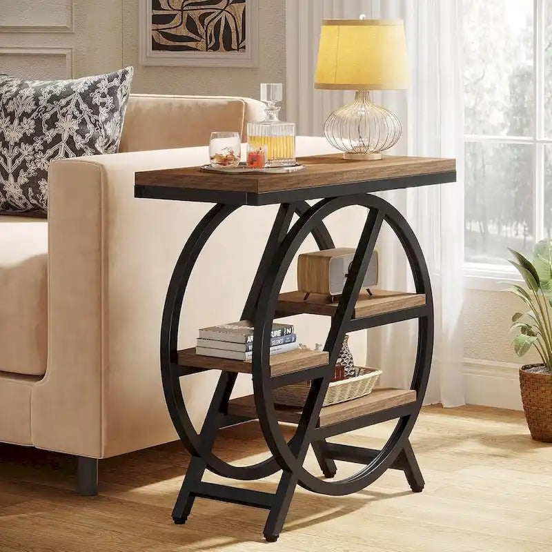 3-Tier End Table Narrow Side Table for Living Room