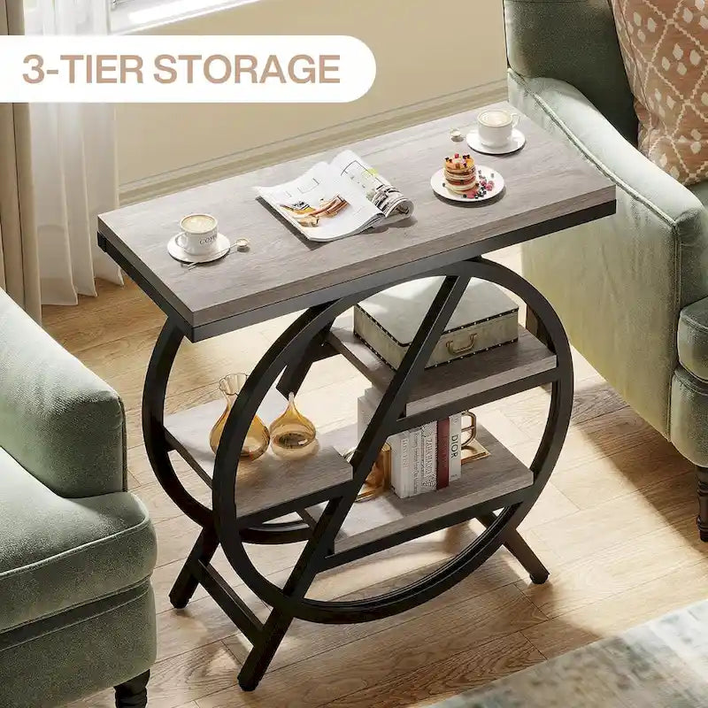 3-Tier End Table Narrow Side Table for Living Room