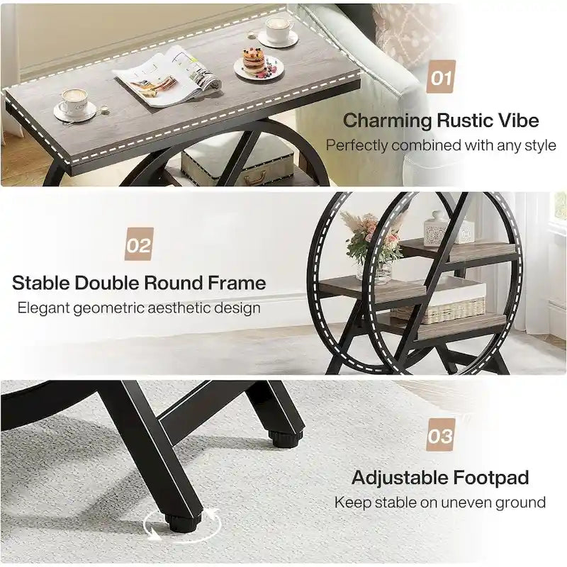3-Tier End Table Narrow Side Table for Living Room