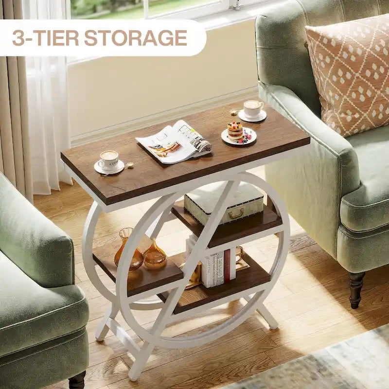 3-Tier End Table Narrow Side Table for Living Room