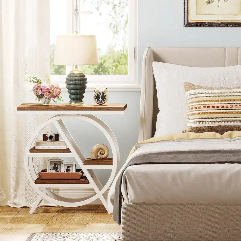 3-Tier End Table Narrow Side Table for Living Room