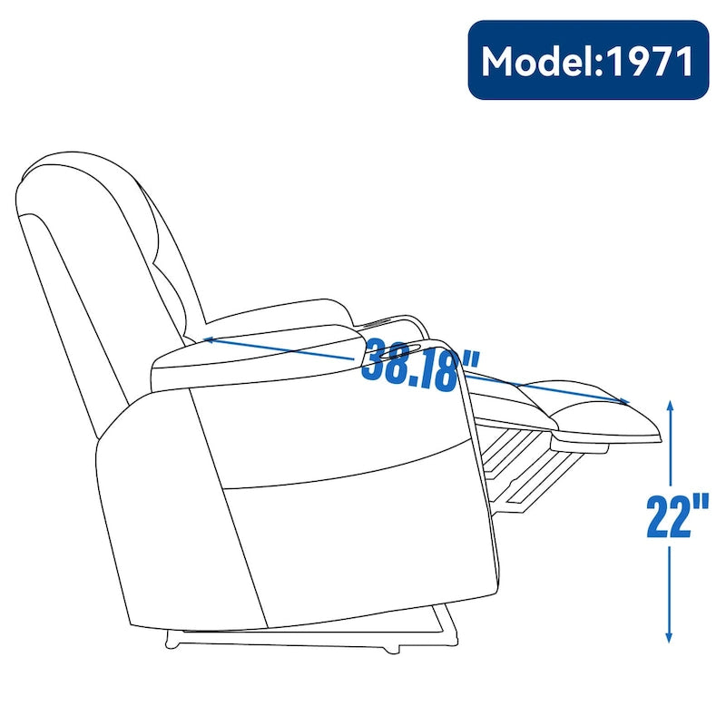 Grey Spacious Power Lift Recliner with Massage, Heat, Dual USB Ports, Type C Charging, and Cup Holders