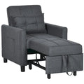 Dark Grey Polyester Single Convertible Sofa Bed with Adjustable Back