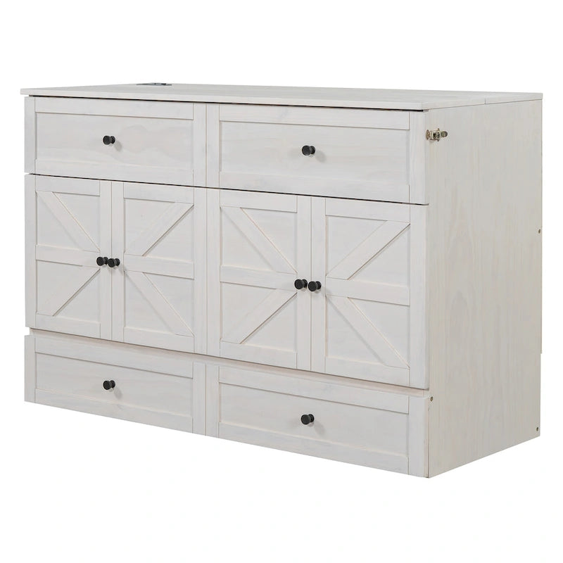 Queen Size Modern Murphy Bed with Versatile Storage Drawers & USB