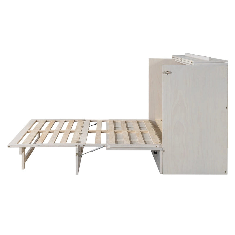 Queen Size Modern Murphy Bed with Versatile Storage Drawers & USB