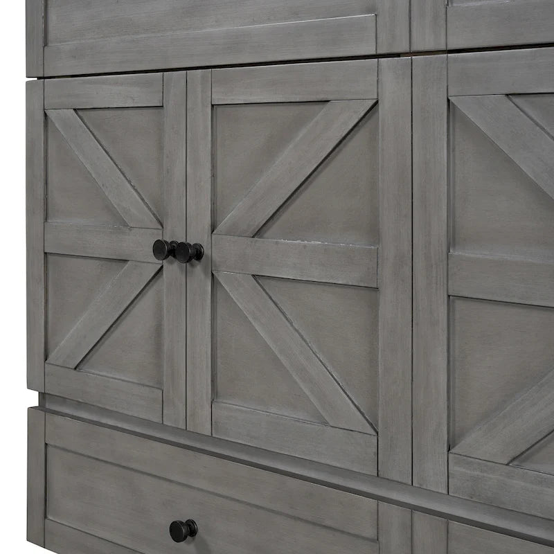 Queen Size Modern Murphy Bed with Versatile Storage Drawers & USB