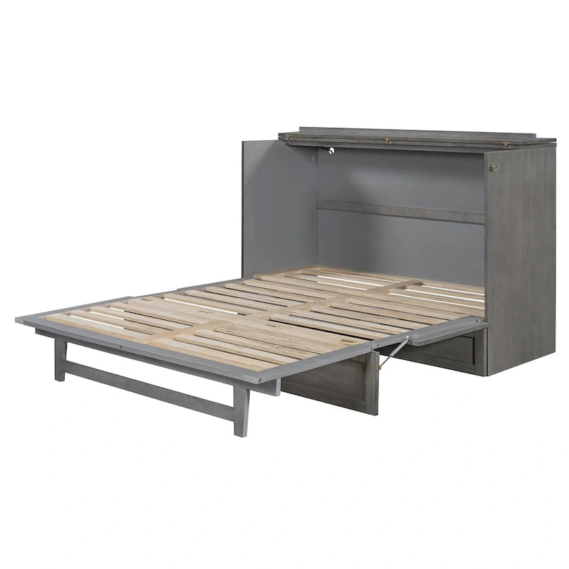 Queen Size Modern Murphy Bed with Versatile Storage Drawers & USB
