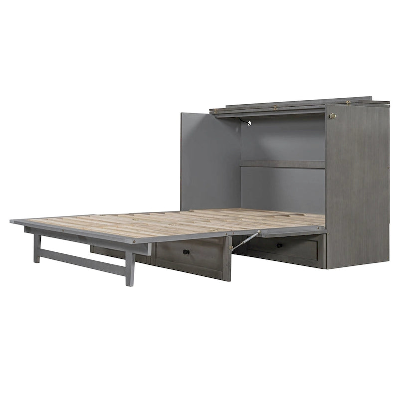 Queen Size Modern Murphy Bed with Versatile Storage Drawers & USB