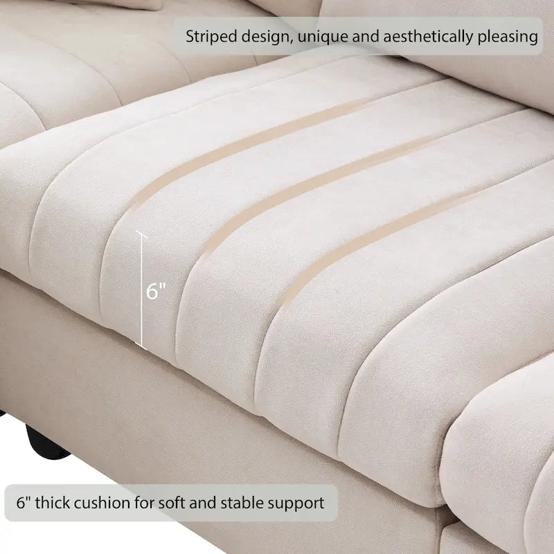 89 Polyester Modular Sectional Sofa with Deep Seat & Ottoman