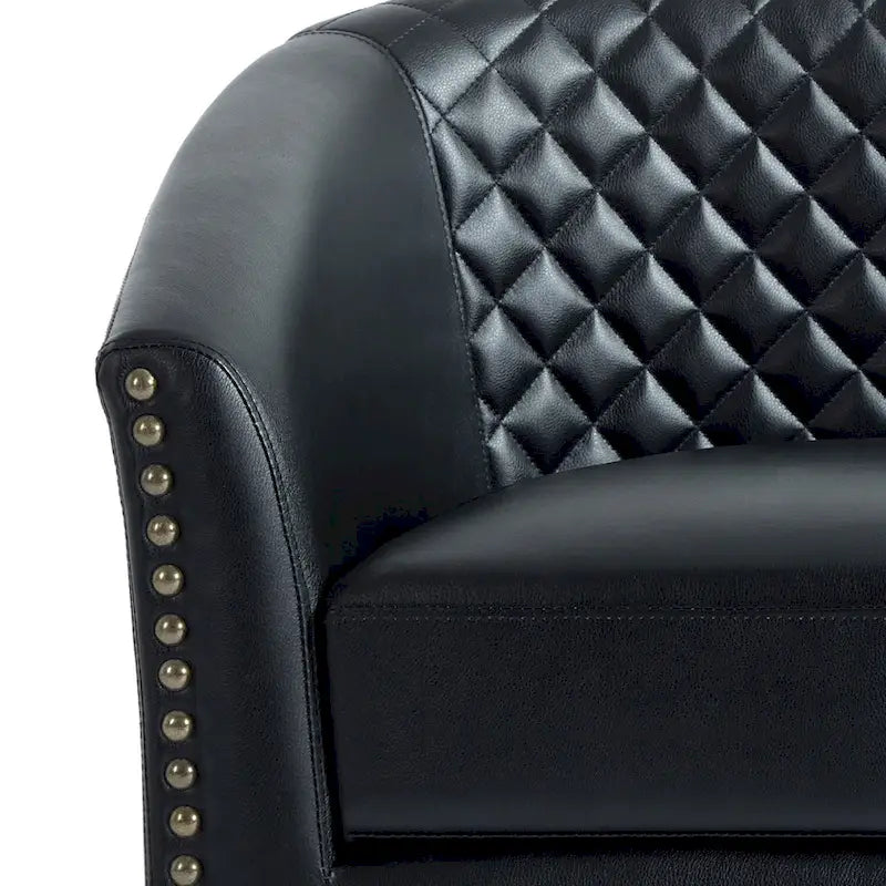 Faux Leather Nailheads Swivel Barrel Chair Set of 2