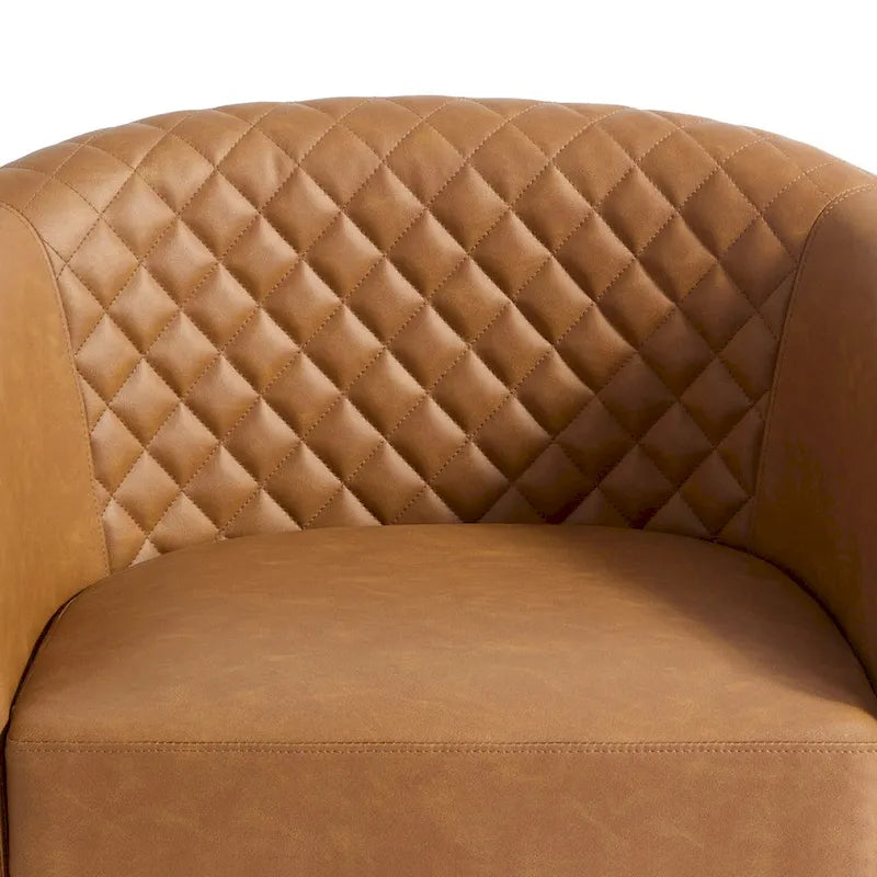 Faux Leather Nailheads Swivel Barrel Chair Set of 2