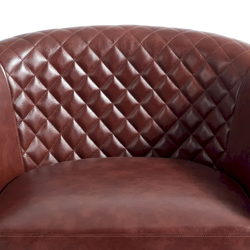 Faux Leather Nailheads Swivel Barrel Chair Set of 2
