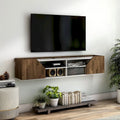 DH BASIC Transitional White 61-inch Two-tone 4-Shelf Floating TV Stand by Denhour