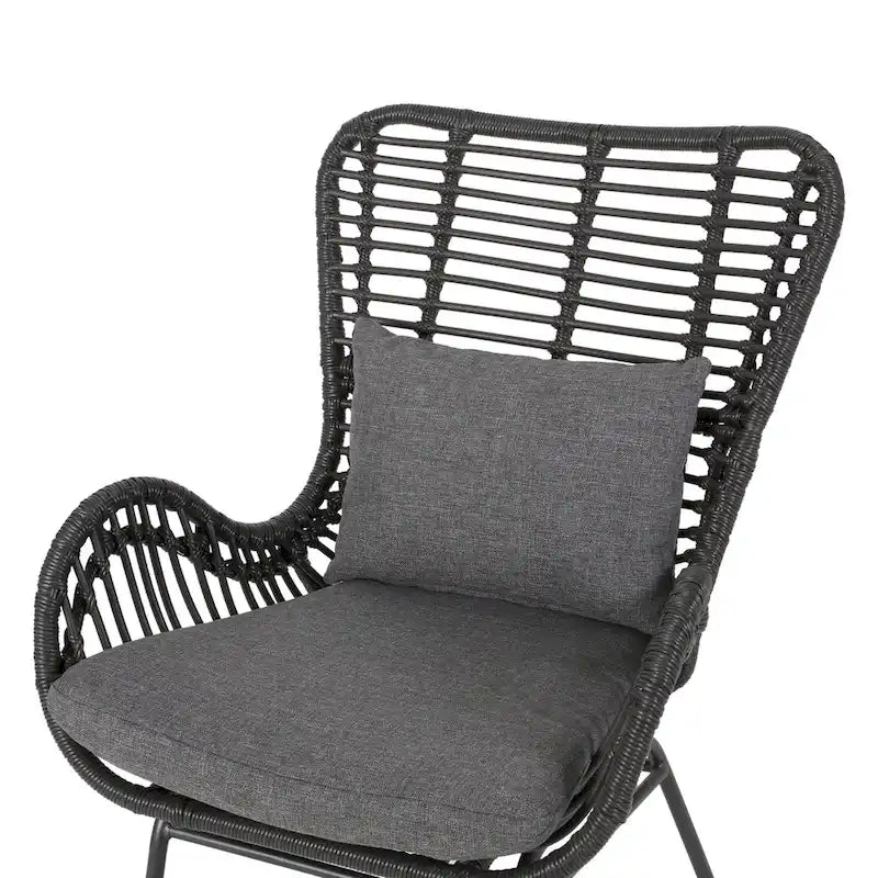 Chalet Outdoor Modern Boho Wicker Chat Set with Ottomans by Christopher Knight Home