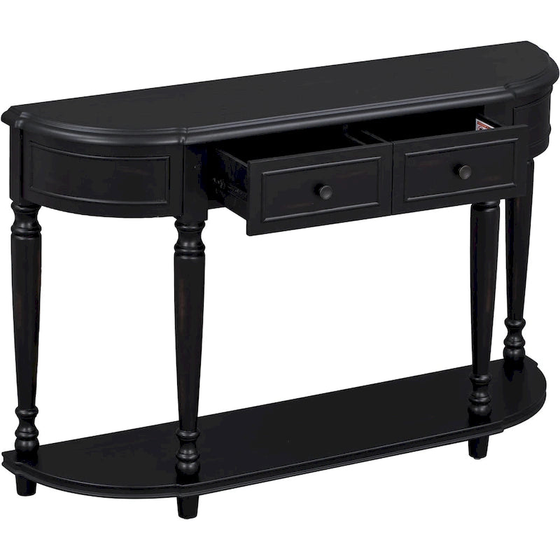 Retro Circular Curved Design Console Table with Open Style Shelf