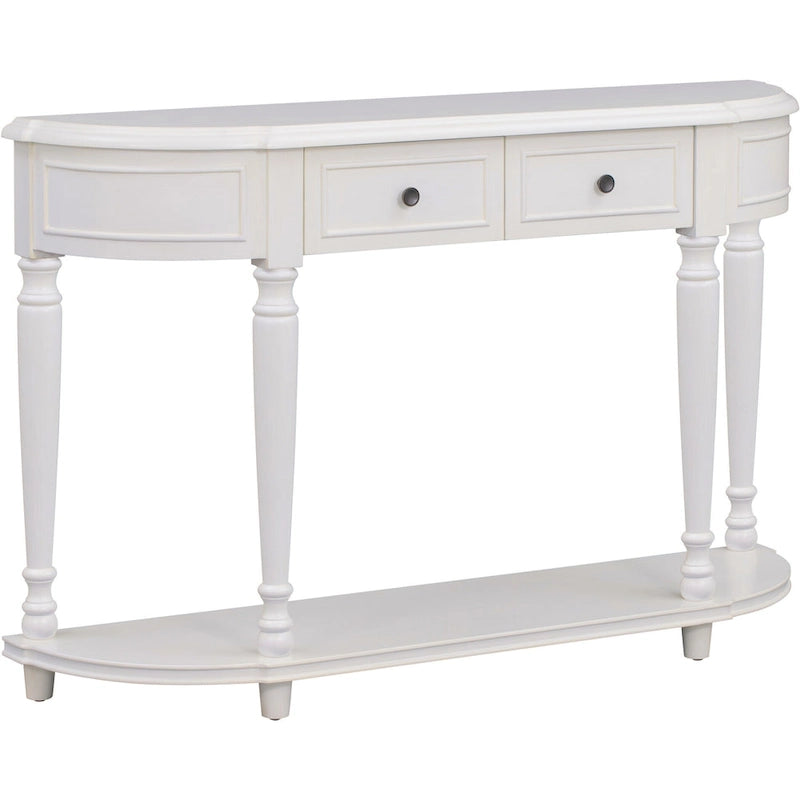 Retro Circular Curved Design Console Table with Open Style Shelf